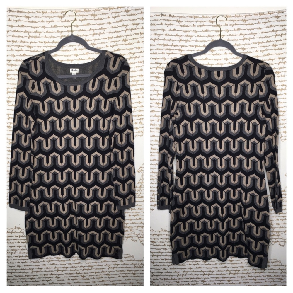 New Without Tags Hatley Size Small Geometric Print Long Sleeve Sweater Dress